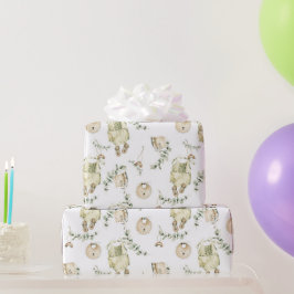 Papel De Regalo Babero Boho Bebé Patrón Verde