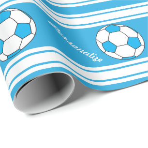 Papel De Regalo Baby Blue Stripes Soccer Ball