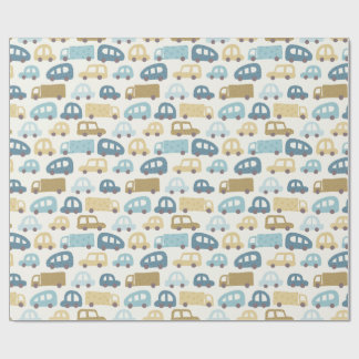 Papel De Regalo Baby Boy Gift Wrap Cars & Trucks | Blue & Beige