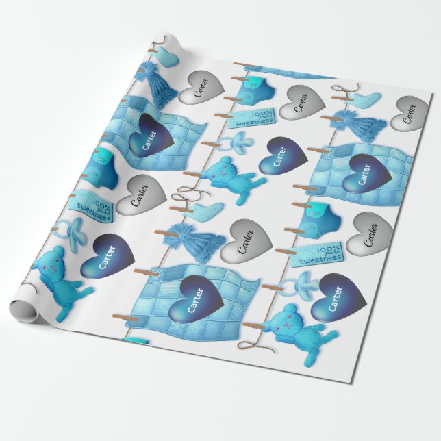 Papel De Regalo Baby Boy Personalizado (Desenrollado)