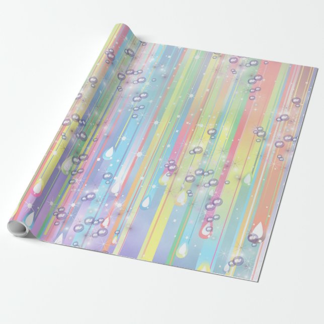Papel De Regalo Baby Boy rainbow Bubbles Baby Shower (Desenrollado)