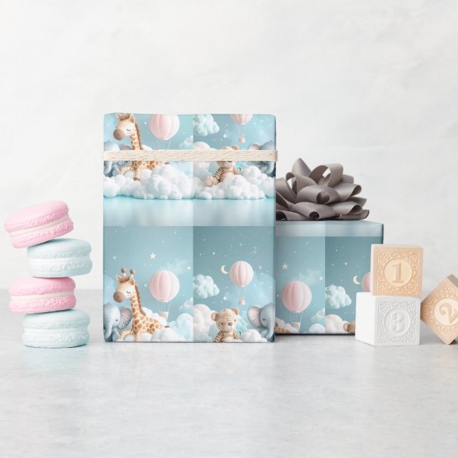 Papel De Regalo Baby Giraffe con todos sus amigos (Baby Shower)