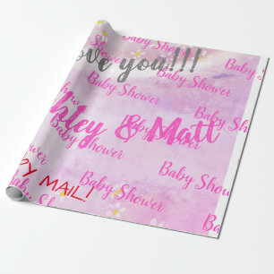 Papel De Regalo Baby Girl Soft Daisies Pink Watercolor Baby Shower