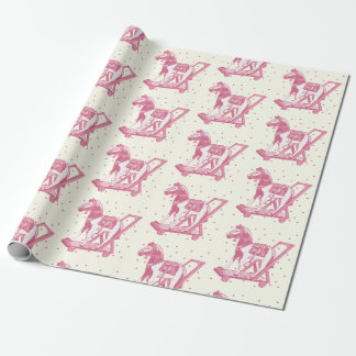 Papel De Regalo Baby Girl Vintage Pink Hobby Horse Pattern
