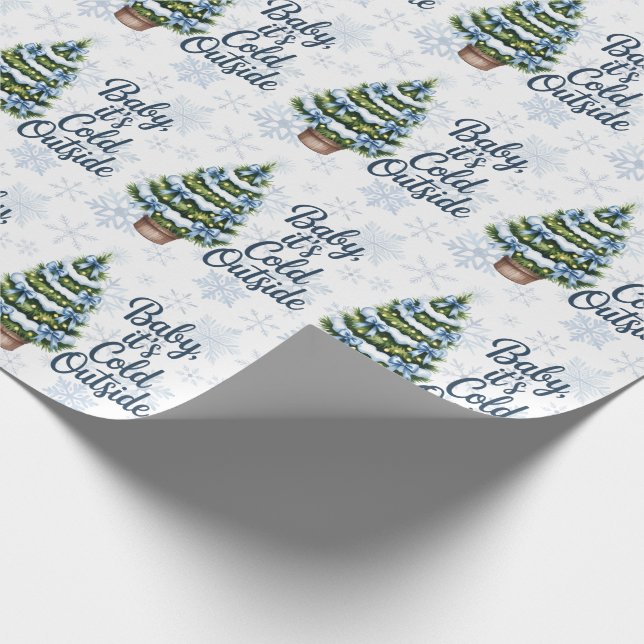 Papel De Regalo Baby, It’s Cold Outside Winter Boy Baby Shower (Esquina)