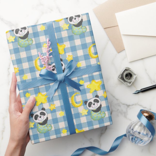 Papel De Regalo Baby Panda con la Luna y las Estrellas (Regalar)