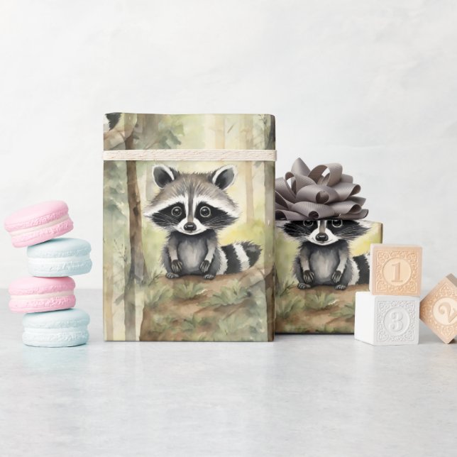 Papel De Regalo Baby Raccoon (Baby Shower)