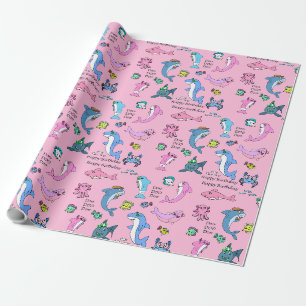 Papel De Regalo Baby Shark Family Doo Doo Feliz cumpleaños