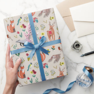 Papel De Regalo Baby Shower Animales del Bosque Neutral