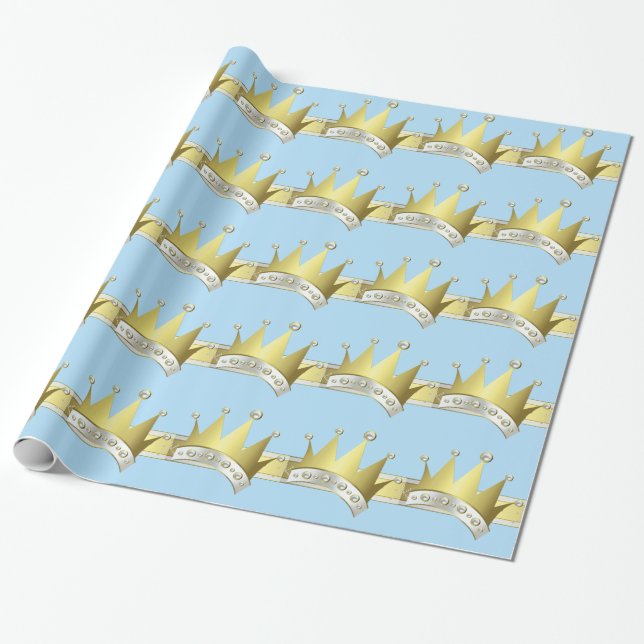 Papel De Regalo Baby Shower Blue and Gold Little Prince (Desenrollado)