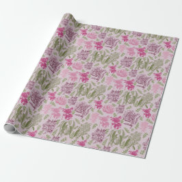 Papel De Regalo Baby Shower Chica de Eucalyptus Peony Botánico