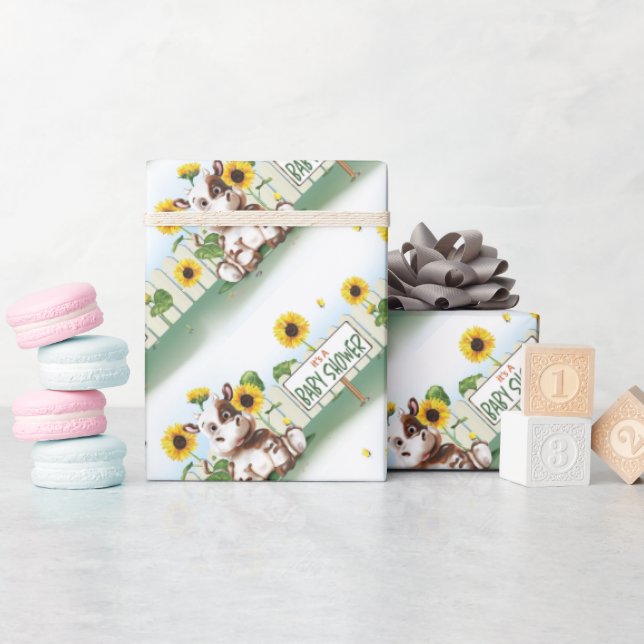 Papel De Regalo Baby Shower Chica del girasol de vaca (Baby Shower)