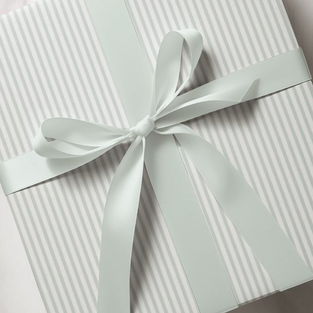 Papel De Regalo Baby Shower con rayas verdes de fábrica (Pastel Mint & White Striped Wrapping Paper Gender Neutral Baby Shower. Mint & White Stripe Pattern)