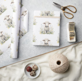 Papel De Regalo Baby Shower de acuarela de ovejas de cordero para 