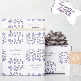 Papel De Regalo Baby Shower de acuarela floral (Lavanda)