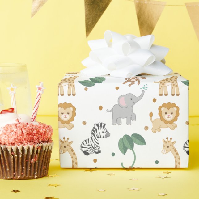 Papel De Regalo Baby Shower de animales salvajes o cumpleaños (Fiesta de cumpleaños )