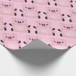 Papel De Regalo Baby Shower de cerdo rosado
