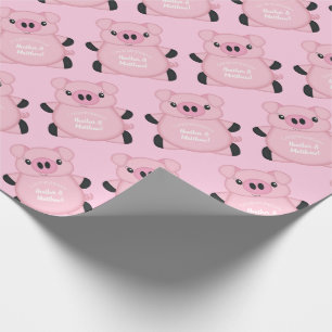 Papel De Regalo Baby Shower de cerdo rosado