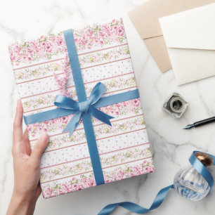 Papel De Regalo Baby Shower de Coquette Vintage de Bow Rosa