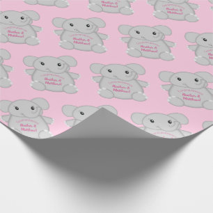 Papel De Regalo Baby Shower de Elefante Rosa
