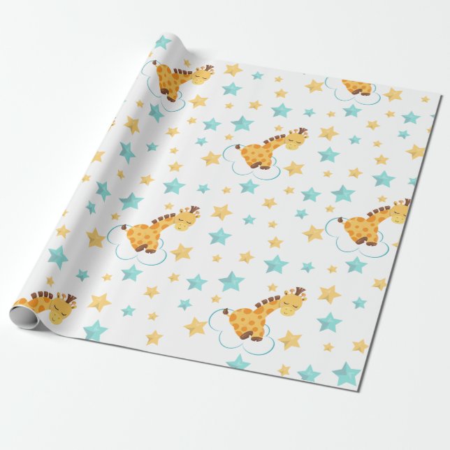 Papel De Regalo Baby Shower de guijarros y estrellas neutrales de  (Desenrollado)