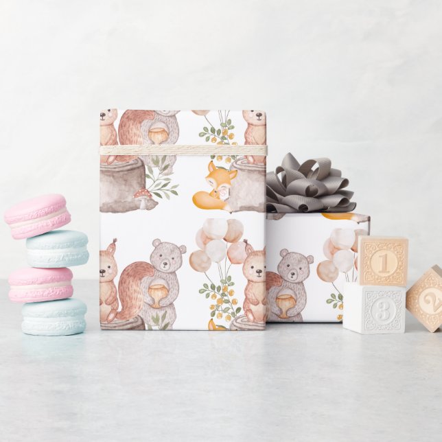 Papel De Regalo Baby Shower de los amigos de animales de la selva  (Baby Shower)