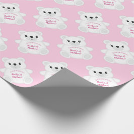 Papel De Regalo Baby Shower de oso polar rosa