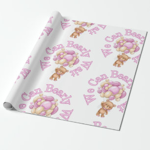 Papel De Regalo Baby Shower de oso rosado chica