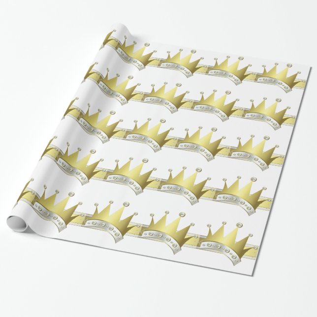Papel De Regalo Baby Shower de Principito Blanco y Oro (Desenrollado)