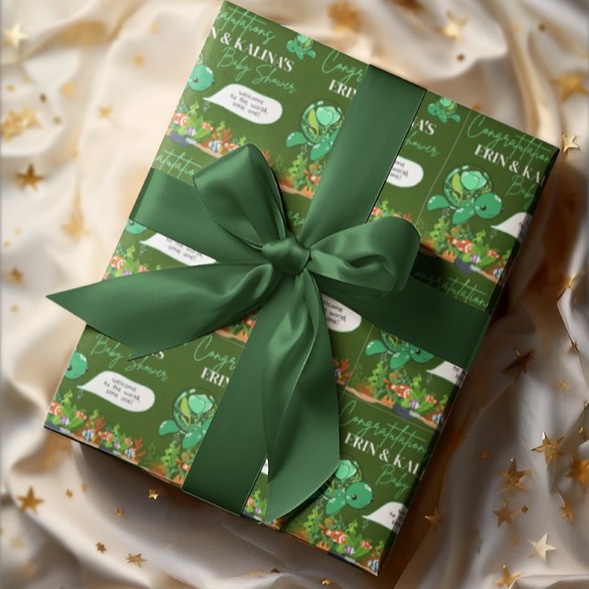 Papel De Regalo Baby Shower de tortuga marina verde (Subido por el creador)