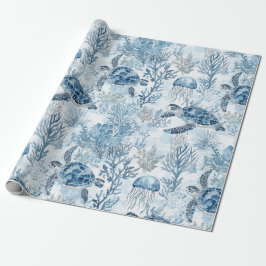 Papel De Regalo Baby Shower Dreamy Blue Under Sea