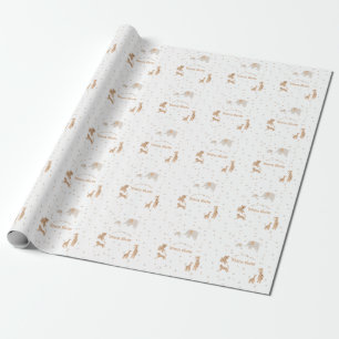 Papel De Regalo Baby Shower ilustrativo Pastel Beige Cute