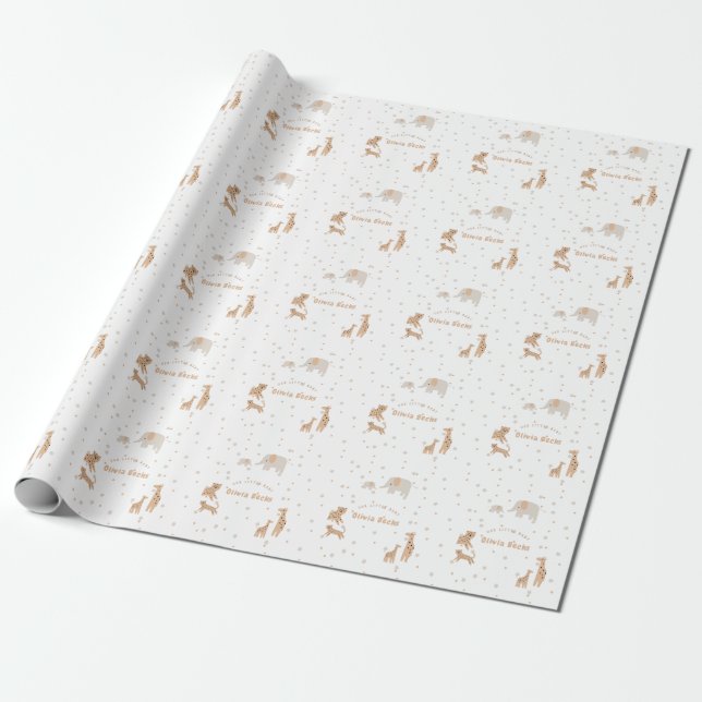 Papel De Regalo Baby Shower ilustrativo Pastel Beige Cute (Desenrollado)