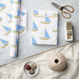 Papel De Regalo Baby Shower Nautical Blue Stripe