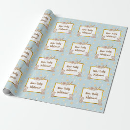 Papel De Regalo Baby Shower Neutral Boho Bear Moon