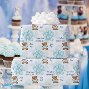 Papel De Regalo Baby Shower Personaliza el texto y el nombre Teddy