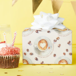 Papel De Regalo Baby Shower personalizado de café acuarela