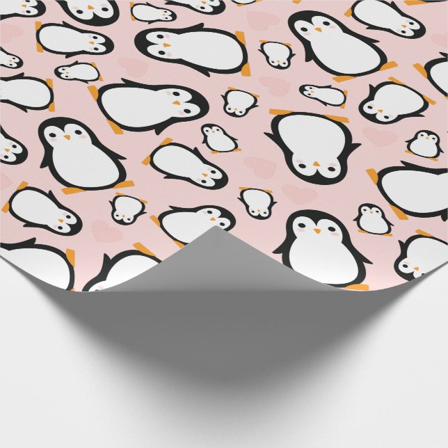Papel De Regalo Baby Shower Pink Penguin (Esquina)