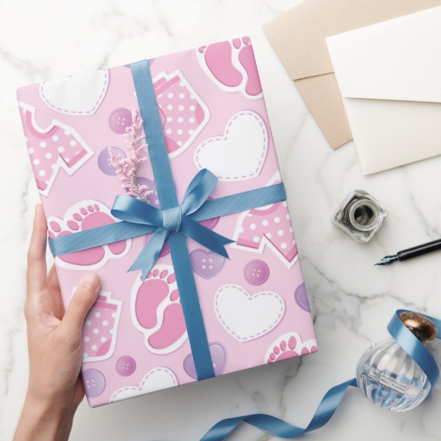 Papel De Regalo Baby Shower rosa (Regalar)