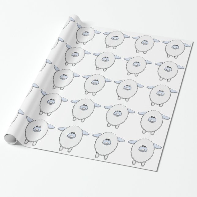 Papel De Regalo Baby Shower Sweet Blue Sheep (Desenrollado)