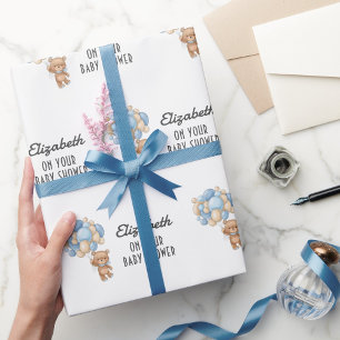 Papel De Regalo BABY SHOWER Teddy Bear Balloon Theme Personalizado