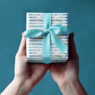 Papel De Regalo Baby Shower White Conejo Banda Azul