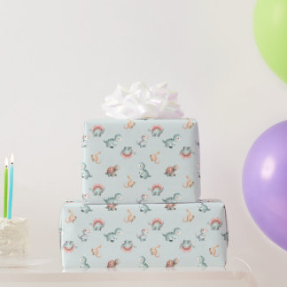 Papel De Regalo Baby Shower Wrapping Paper Mixed Dinosaur Pattern