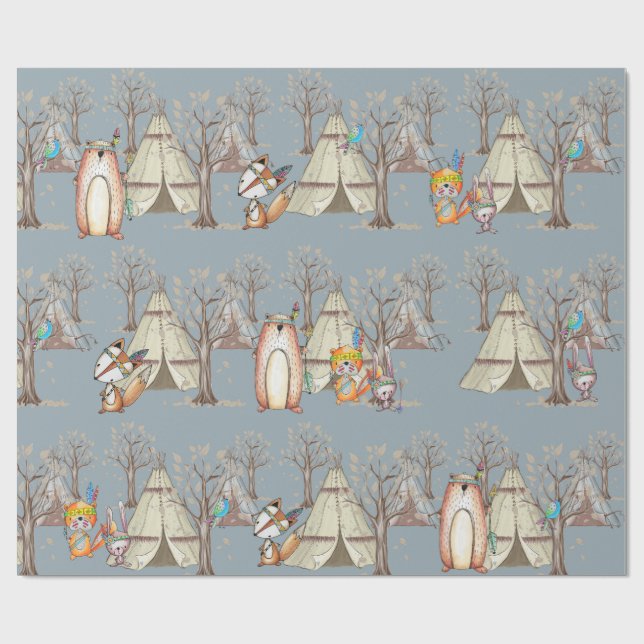 Papel De Regalo Baby Woodland Forest Animals (Superficie plana)