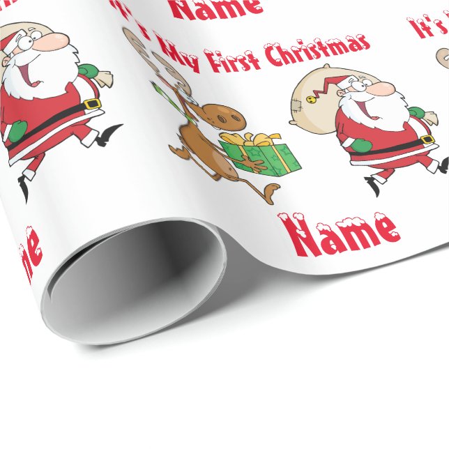 Papel De Regalo Babys Primera Navidad llamada Giftwrap Funny Santa (Esquina del rollo)