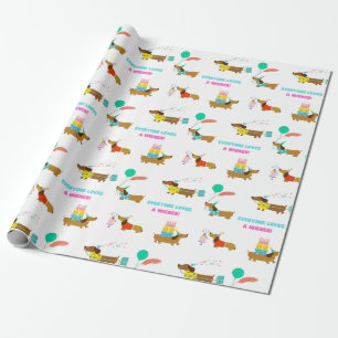 Papel De Regalo Bachelorette Wiener y Dachshund caja de Fiesta tem