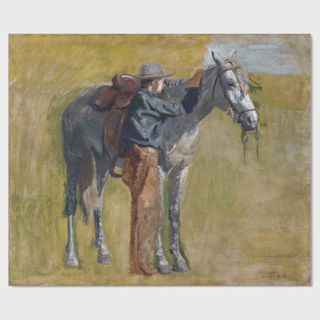 Papel De Regalo Badlands, Caballo Vaquero Antiguo Thomas Eakins (Superficie plana)