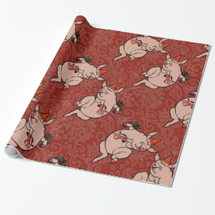 Papel De Regalo Bailando con danza de antigüedades de cerdo