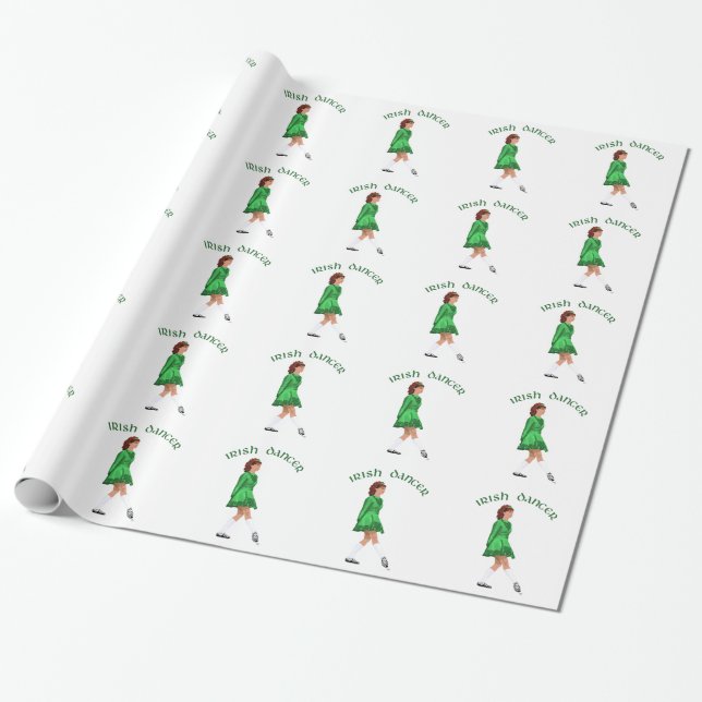 Papel De Regalo Bailarín irlandés de zapatos blandos en verde (Desenrollado)