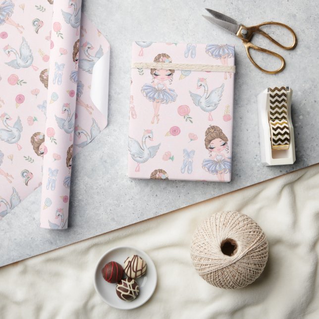 Papel De Regalo Bailarina con cisnes  (Artesanía)